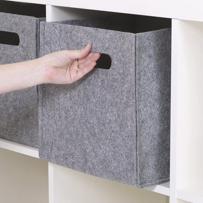 Aberto Design HMY-6356 Set Organizador de Escritorio de Fieltro Gris 4 Piezas para Oficina y Hogar
